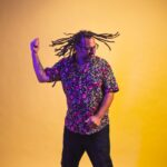 Takin in a yellow studio