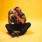 Takin in a yellow studio