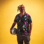 Takin in a yellow studio