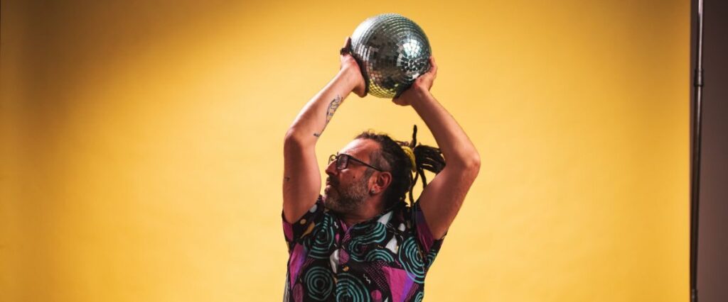 Takin in a yellow studio