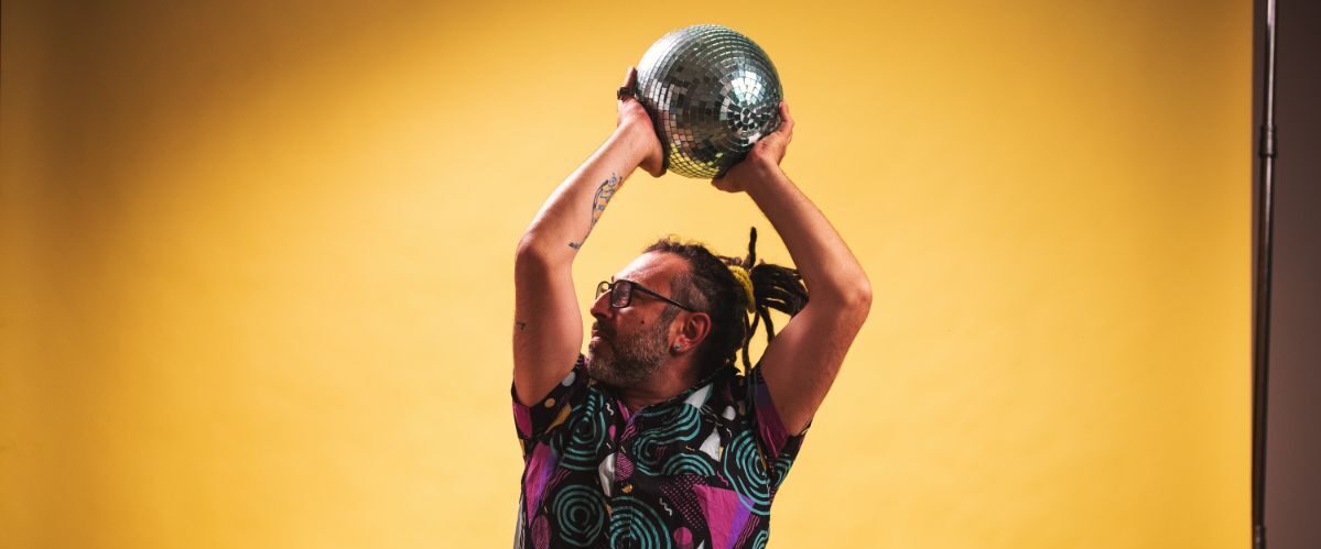 Takin in a yellow studio