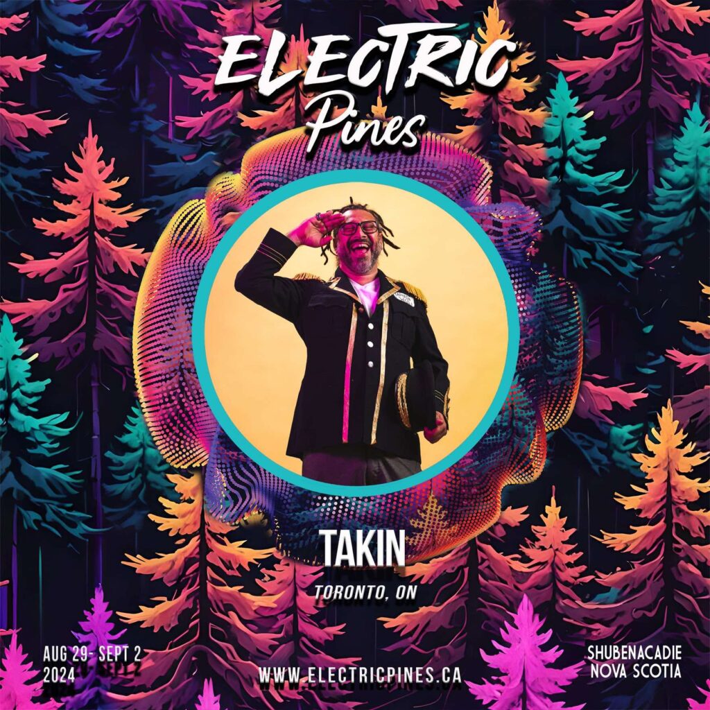 Man saluting on poster about Electric Pines Festival, NS