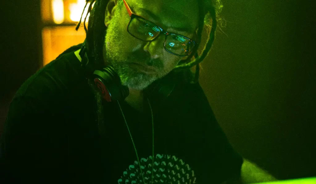 DJ spinning in night club