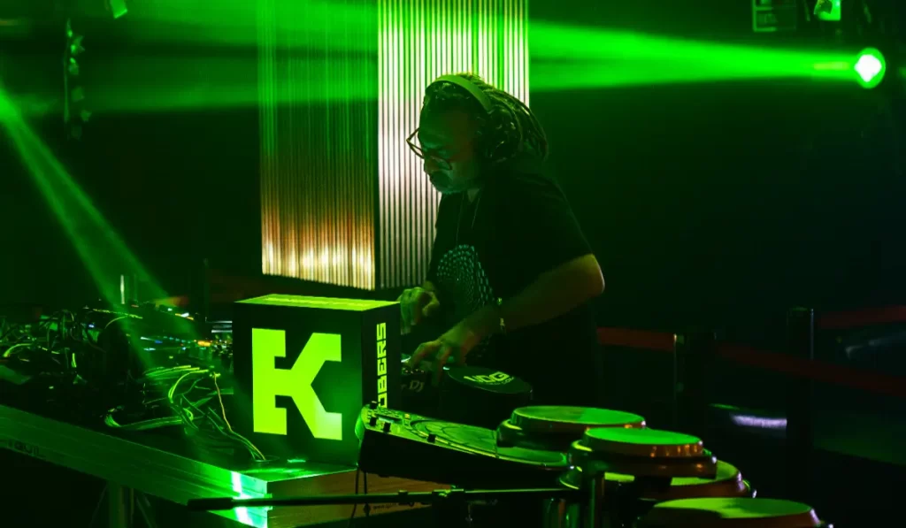 DJ spinning in night club