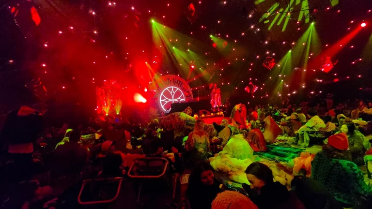 Large venue with people lying back